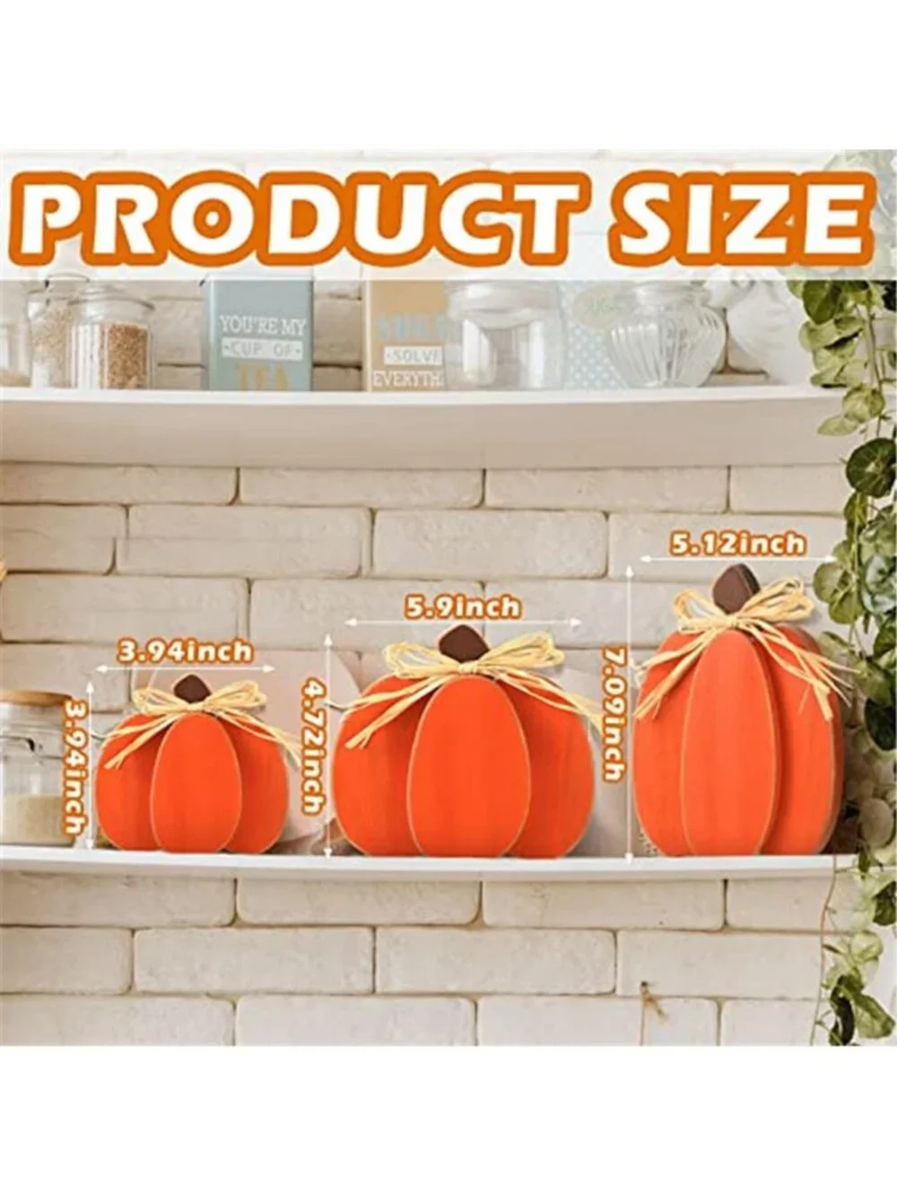 3 Pcs Fall Pumpkin Decor 3D Wooden Pumpkin Tabletop Decor